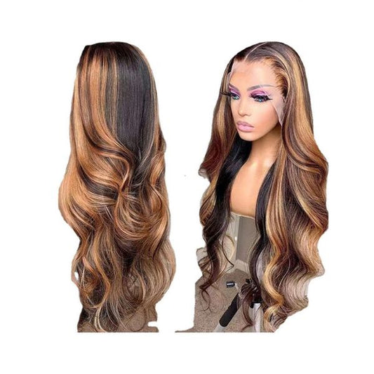 Lace Front Human Hair Wig ~ Caramel Blonde Long highlights ~ 2024 trending